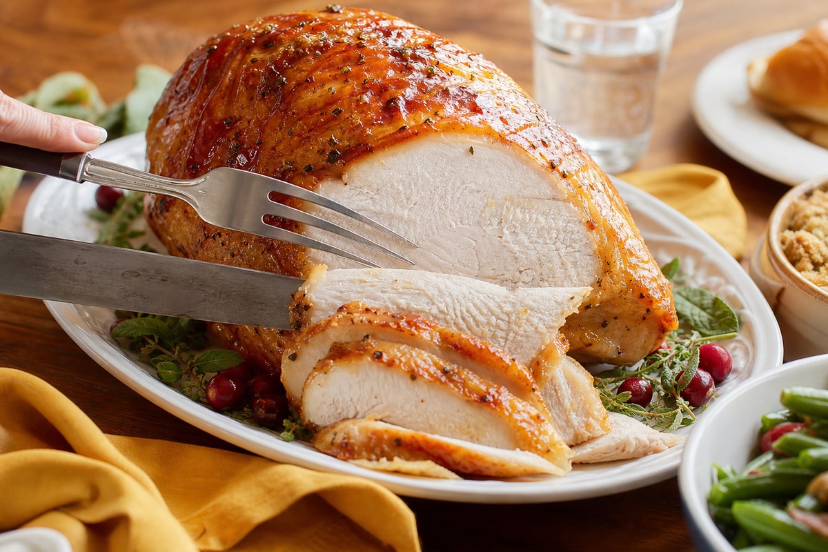 Golden Honey Glazed Roast Turkey Breast recipe from Heritage Fork Suppers