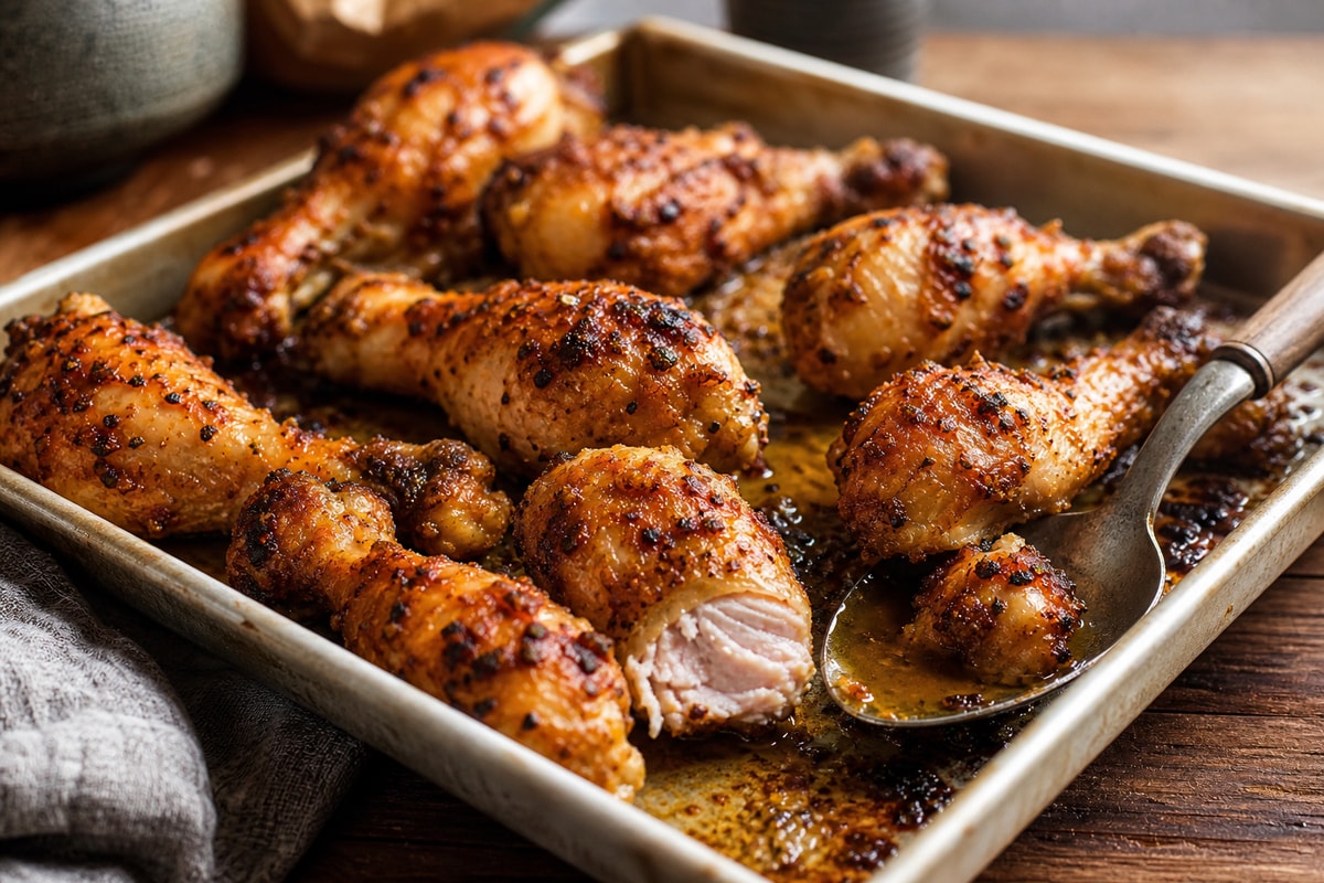 Hearty Crispy Roast Chicken Drumsticks recipe from Heritage Fork Suppers