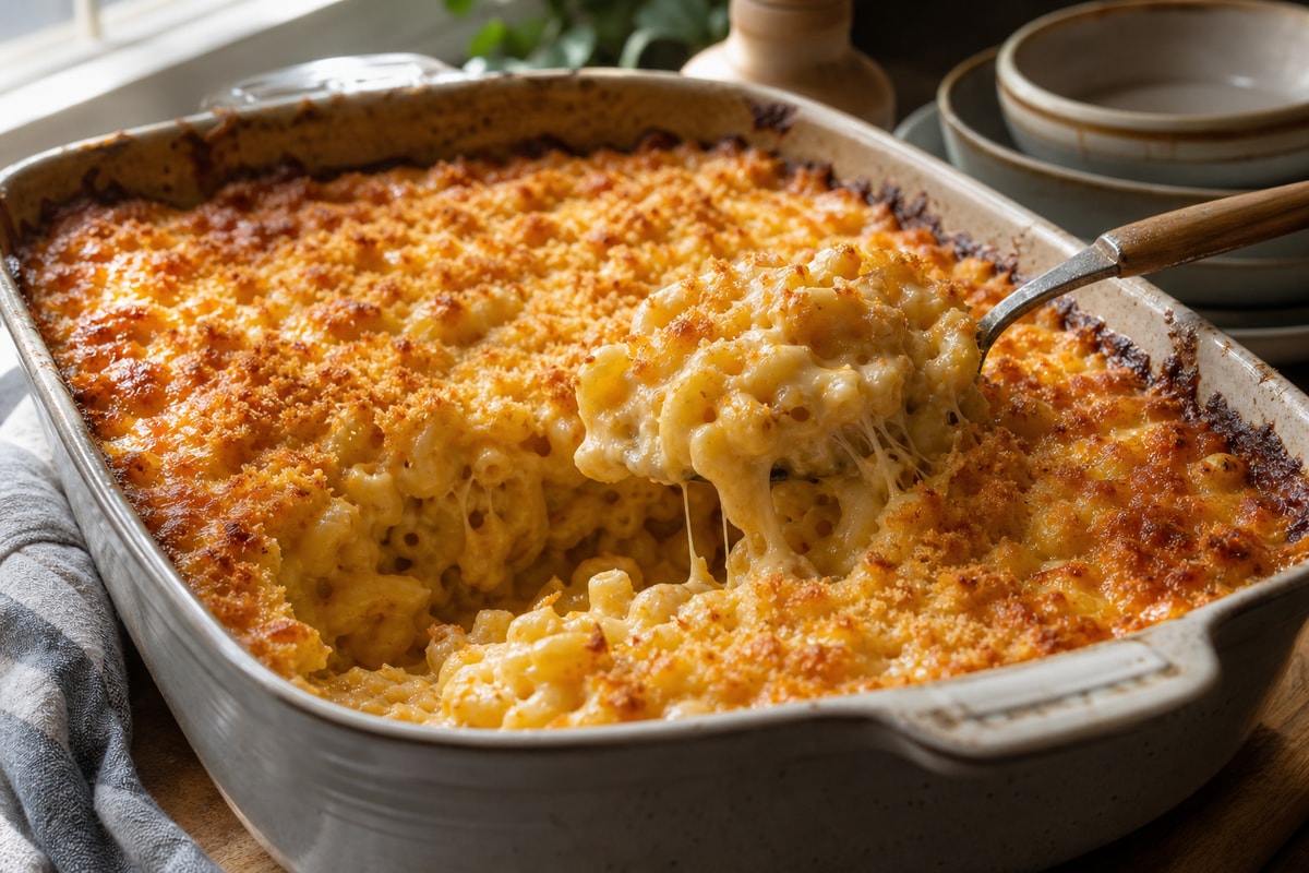Hearty Macaroni and Cheese Bake recipe from Heritage Fork Suppers