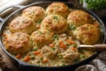 Homestyle Old-Fashioned Pot Pie with Biscuits recipe from Heritage Fork Suppers