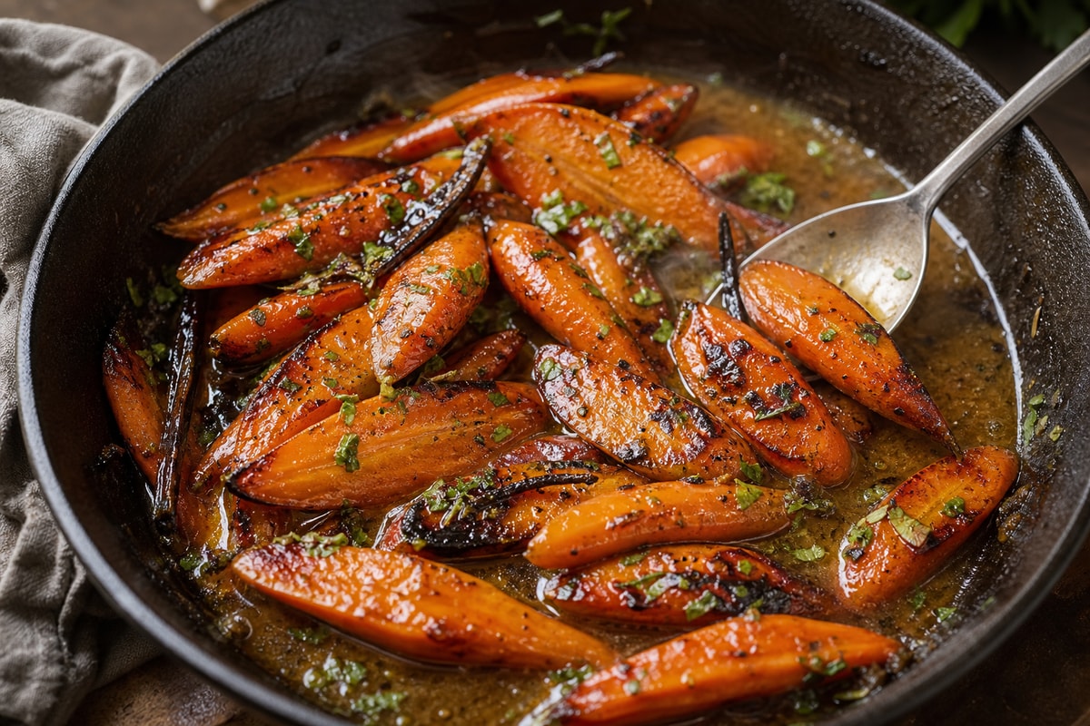 Seared Vanilla Brown Butter Carrots Duck Style recipe from Copper Ladle Studio