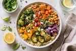 Rainbow Roasted Vegetable Millet Bowl recipe from Bright Balance Kitchen