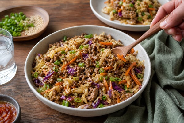 Power Egg Roll Bowl with Lean Beef Power Egg Roll Bowl with Lean Beef recipe from Macro Plate Co.