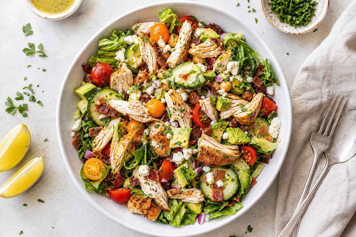 Loaded Rotisserie Chicken Protein Salad recipe from Macro Plate Co.