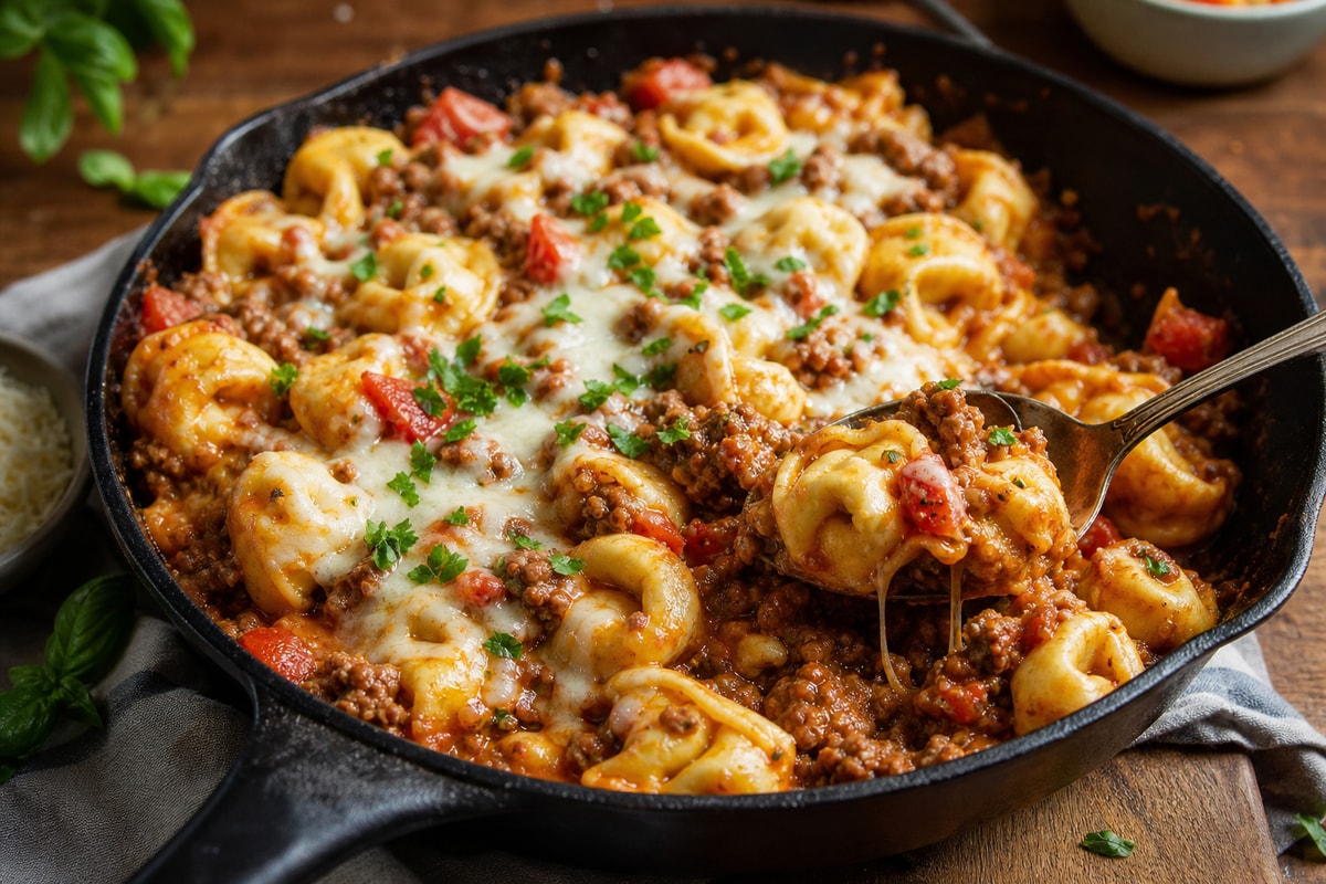 Crowd-Pleasing Cheesy Tortellini Skillet Crowd-Pleasing Cheesy Tortellini Skillet recipe from Little Fork Academy
