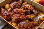 Crowd-Pleasing Apple BBQ Chicken Drumsticks recipe from Little Fork Academy