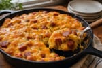 Cheesy Mini Corn Dog Bake recipe from Little Fork Academy