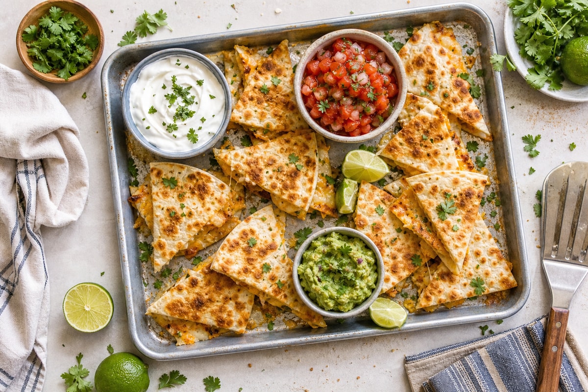 Crowd-Pleasing Cheese Quesadilla Dippers Tray recipe from Little Fork Academy