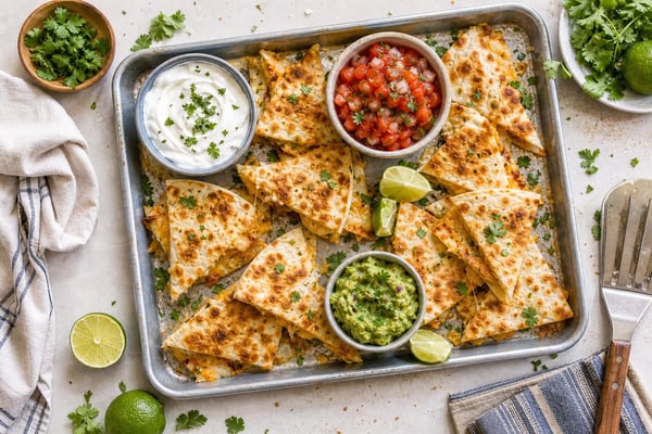 Crowd-Pleasing Cheese Quesadilla Dippers Tray Crowd-Pleasing Cheese Quesadilla Dippers Tray recipe from Little Fork Academy