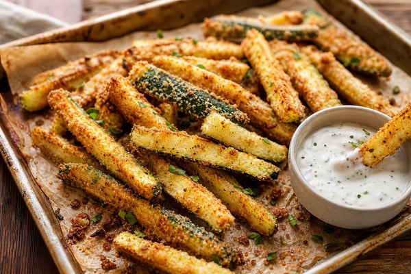 Dippable Crispy Parmesan Zucchini Fries Dippable Crispy Parmesan Zucchini Fries recipe from Little Fork Academy