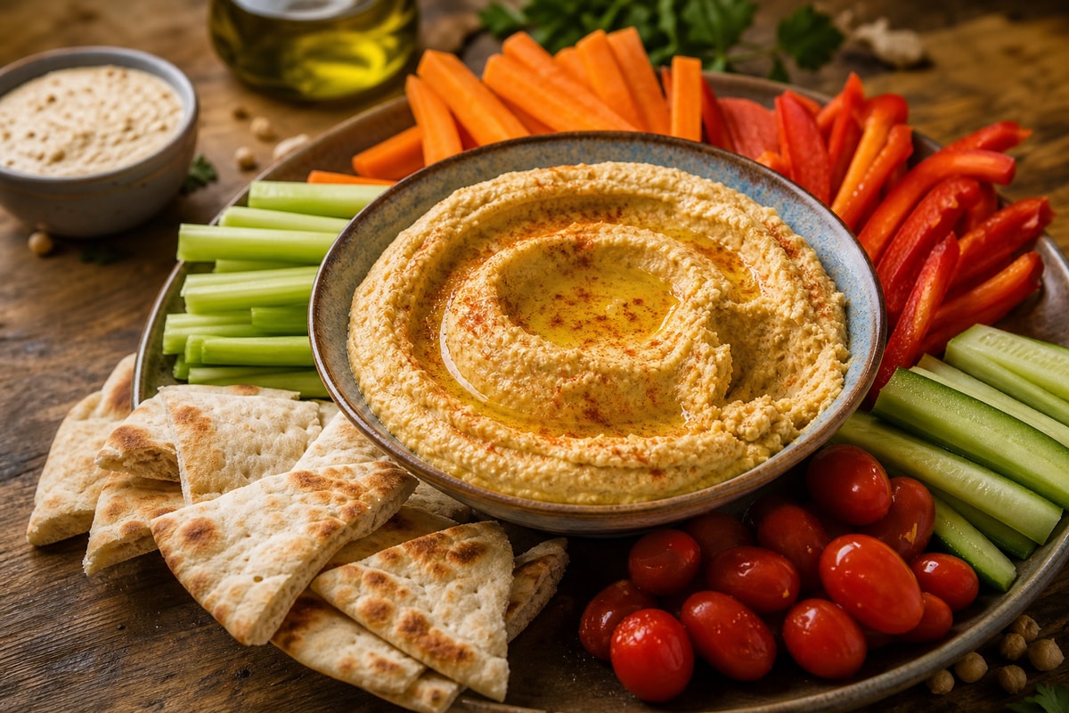 Dippable Hummus Veggie Dipper Snack Plate recipe from Little Fork Academy