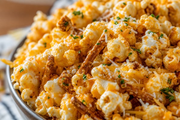 Cheesy Parmesan Popcorn Snack Mix Cheesy Parmesan Popcorn Snack Mix recipe from Little Fork Academy