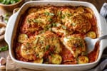 Keto-ish Low-Carb Chicken Parmesan Bake recipe from Carb Smart Table