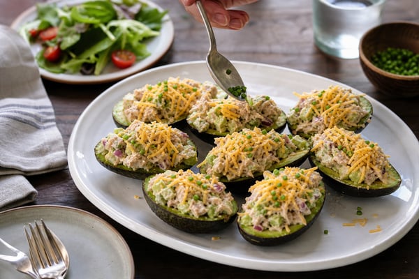 No-Bun Avocado Tuna Salad Boats recipe from Carb Smart Table