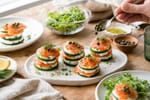 Keto-ish Smoked Salmon Cucumber Stacks recipe from Carb Smart Table