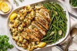 Cauliflower Herb Roast Chicken Tray with Green Beans recipe from Carb Smart Table
