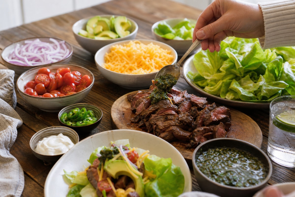 Keto-ish Steak Lettuce Taco Bar Keto-ish Steak Lettuce Taco Bar recipe from Carb Smart Table