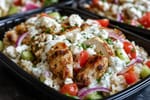 Batch Greek Chicken Meal Prep Trays recipe from Sunday Box Kitchen