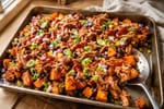 Tray BBQ Pulled Chicken Sweet Potato Bowls recipe from Sunday Box Kitchen