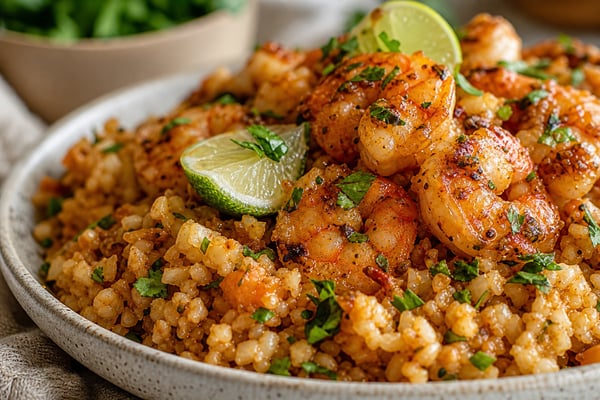 Batch Chili Lime Shrimp Cauliflower Rice recipe from Sunday Box Kitchen