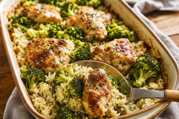 Portioned Herb Chicken Broccoli Rice Bowls recipe from Sunday Box Kitchen