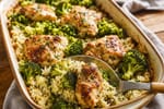 Portioned Herb Chicken Broccoli Rice Bowls recipe from Sunday Box Kitchen