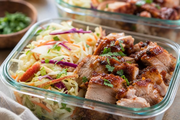 Batch Roast Pork Apple Slaw Containers recipe from Sunday Box Kitchen