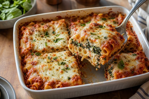 Portioned Spinach Ricotta Pasta Bake Portions recipe from Sunday Box Kitchen