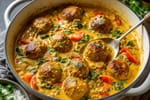 One-Pot Coconut Curry Meatballs recipe from Crossroads Kitchen