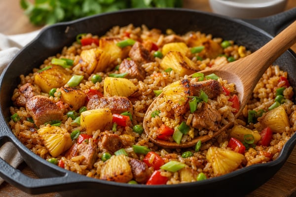 Grilled Pineapple Pork Fried Rice recipe from Crossroads Kitchen
