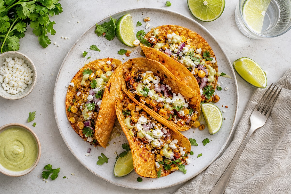 Crispy Chili Lime Corn Tacos recipe from Crossroads Kitchen