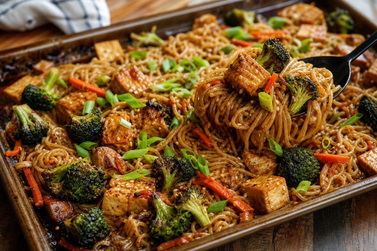Sheet-Pan Ginger Scallion Noodle Bowl Sheet-Pan Ginger Scallion Noodle Bowl recipe from Crossroads Kitchen