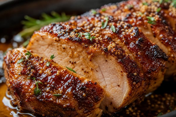 Skillet Maple Mustard Pork Tenderloin recipe from Crossroads Kitchen
