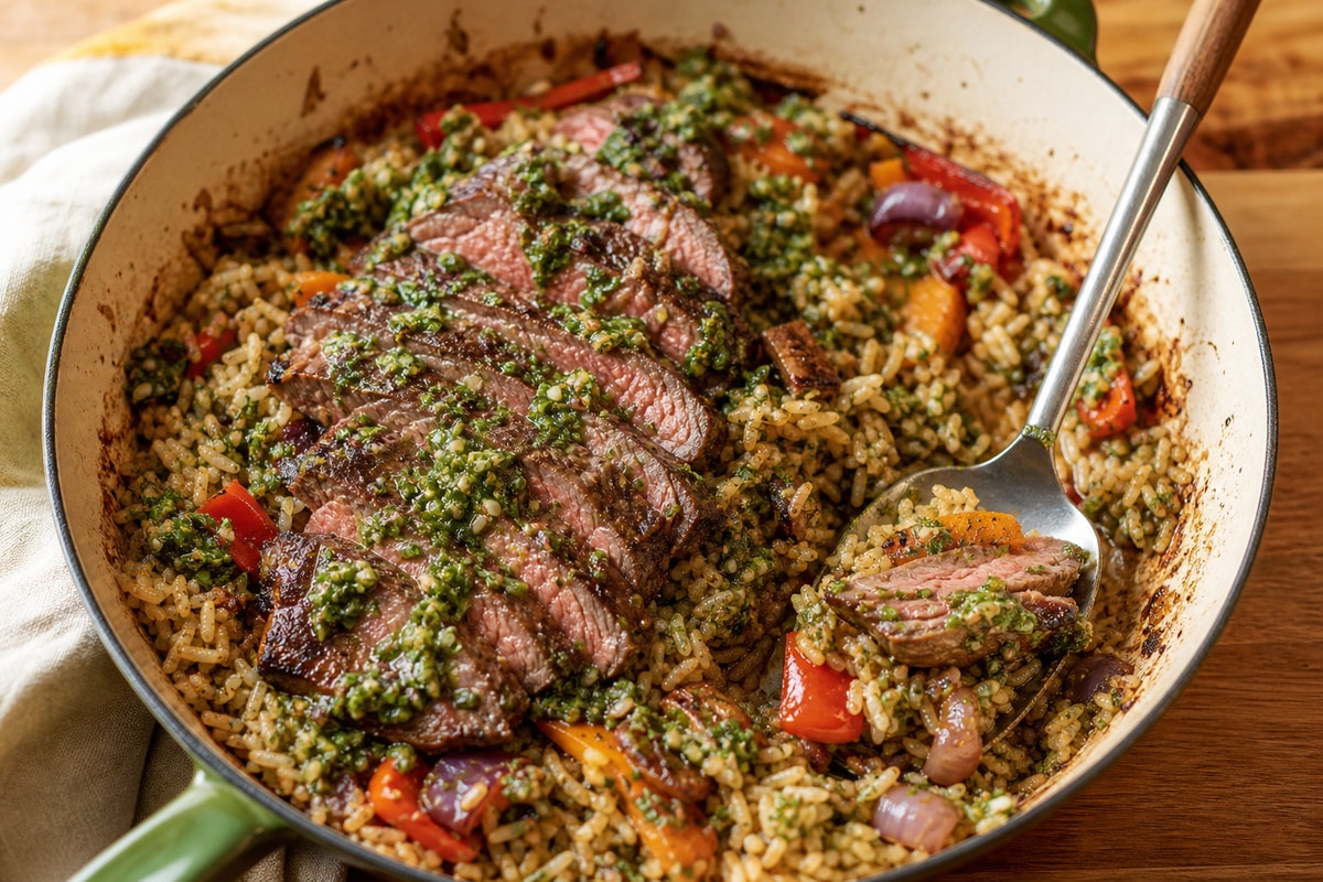 Roasted Chimichurri Steak Rice Bowl recipe from Crossroads Kitchen