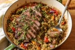 Roasted Chimichurri Steak Rice Bowl recipe from Crossroads Kitchen