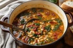 One-Pot Sun-Dried Tomato White Bean Soup recipe from Crossroads Kitchen