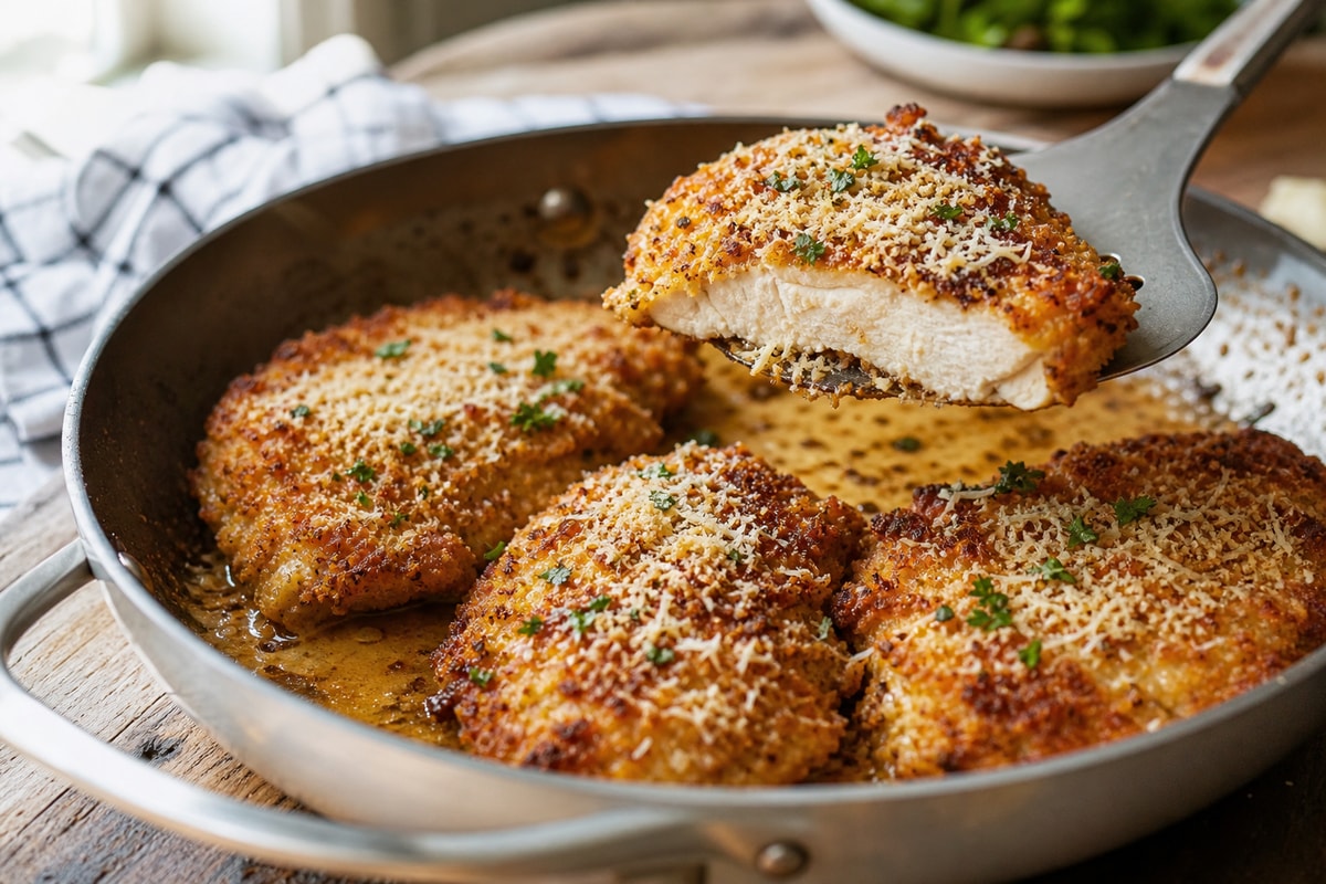 Lightning Crispy Parmesan Chicken Cutlets recipe from Quarter Hour Table