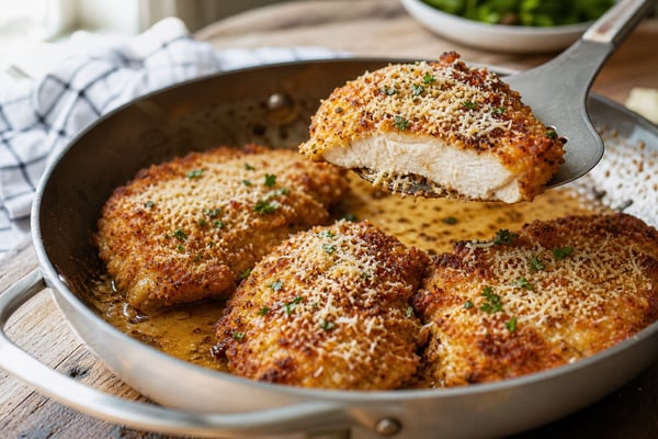 Lightning Crispy Parmesan Chicken Cutlets recipe from Quarter Hour Table