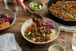 Weeknight Sesame Soy Ground Turkey Bowls recipe from Quarter Hour Table