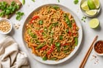 One-Skillet Ginger Peanut Noodle Toss recipe from Quarter Hour Table