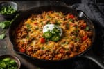 Weeknight Cheesy Taco Rice Skillet recipe from Quarter Hour Table