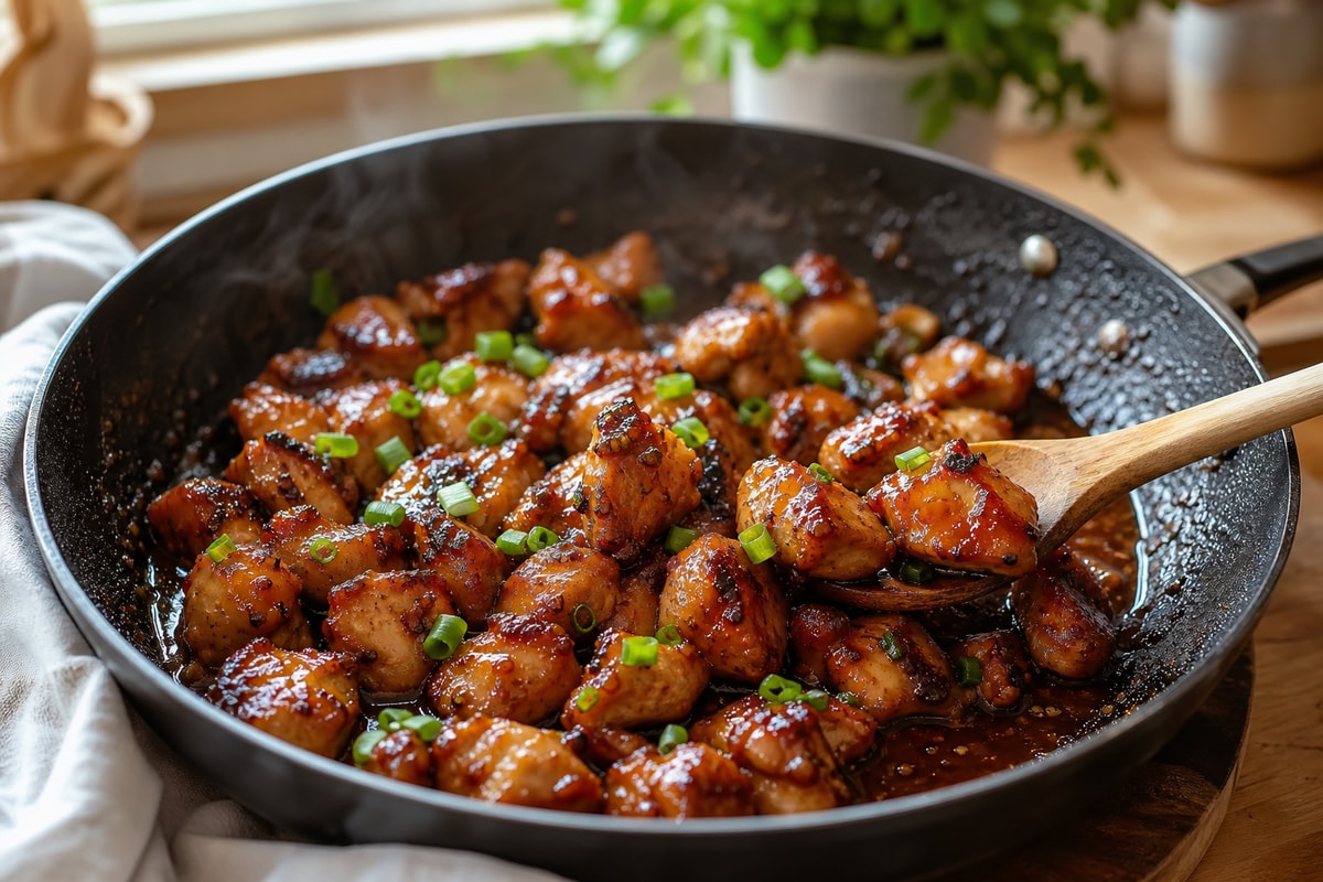 15-Minute Honey Sriracha Chicken Thigh Bites recipe from Quarter Hour Table