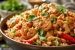 One-Skillet Shrimp Peanut Rice Bowls recipe from Quarter Hour Table