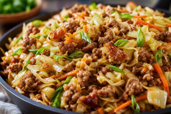 Weeknight Egg Roll Skillet Dinner recipe from Quarter Hour Table