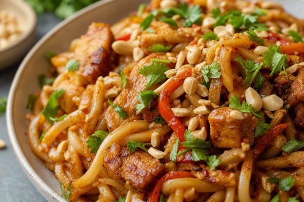 Express Spicy Peanut Udon Shortcut recipe from Quarter Hour Table