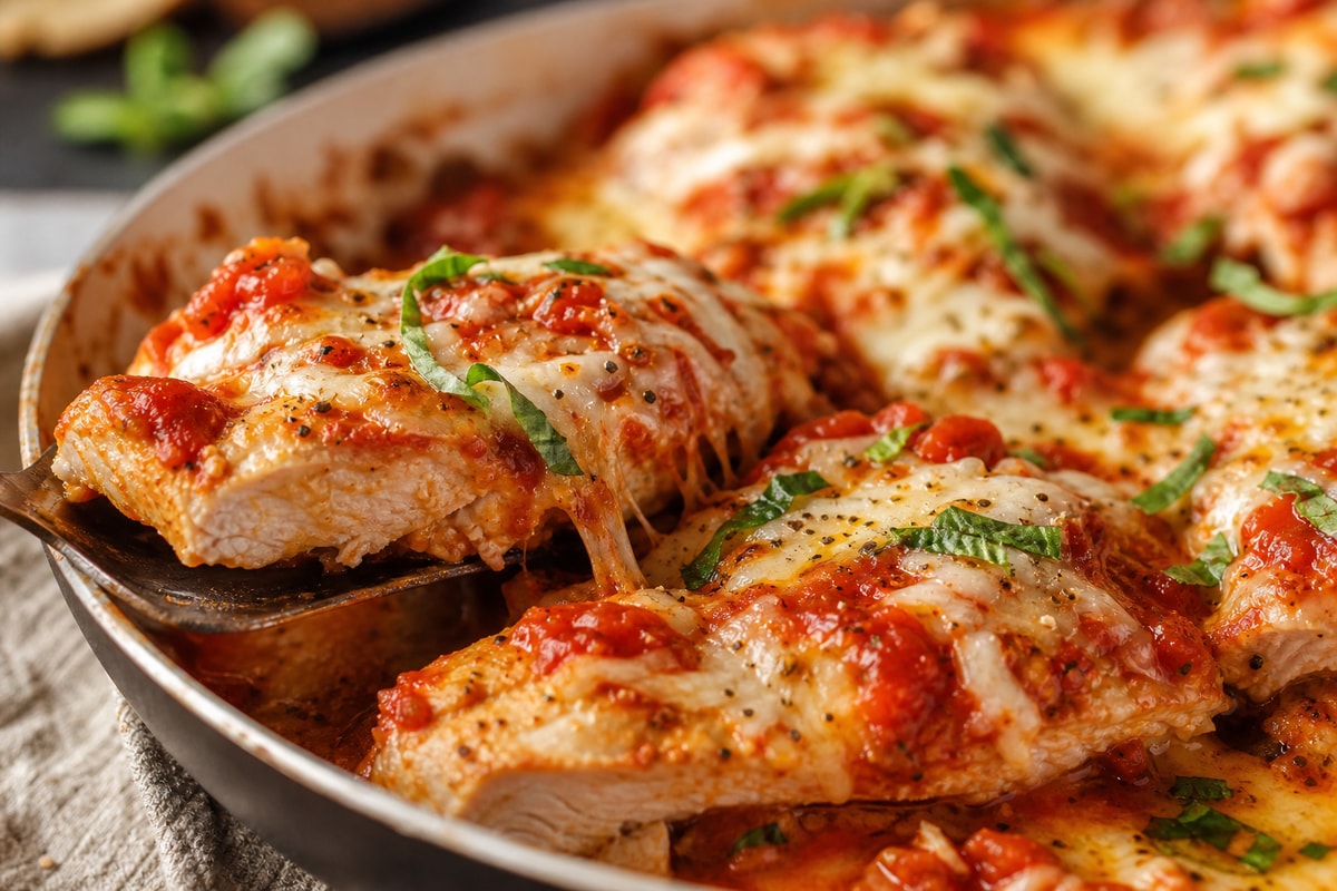 Lightning Mozzarella Tomato Chicken Pan recipe from Quarter Hour Table