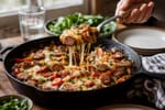 One-Skillet Sausage Pepper Hoagie Skillet recipe from Quarter Hour Table