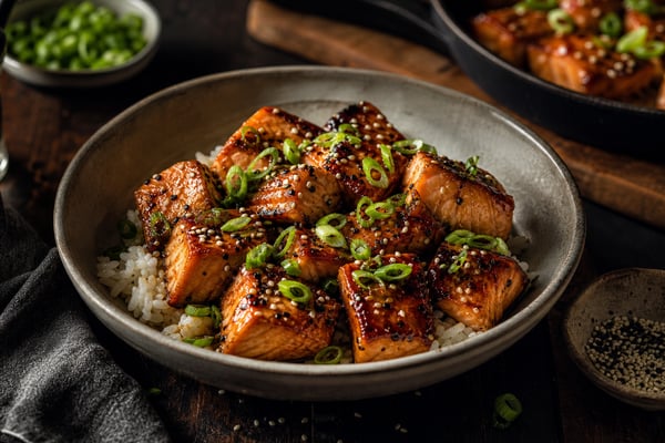 Weeknight Soy Honey Salmon Bites recipe from Quarter Hour Table