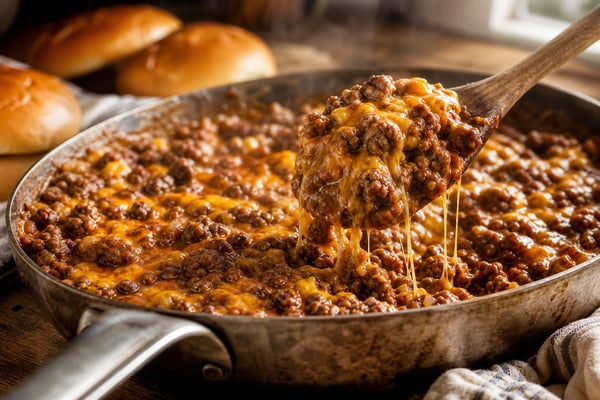 Beef and Cheddar Sloppy Joes recipe from Pebble Plate Kids
