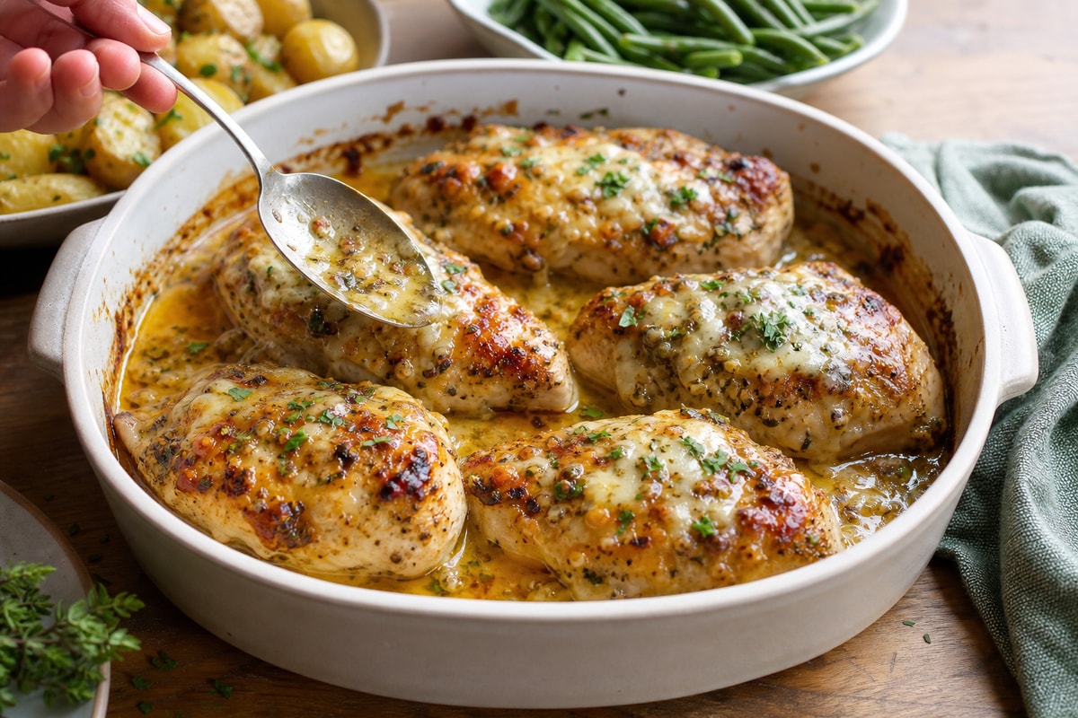 Garlic Herb Cheese Chicken recipe from Pebble Plate Kids